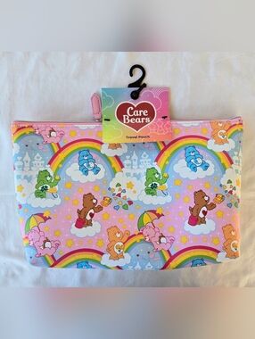 NWT Care Bears Rainbow Dreams Travel Pouch Large 12" Makeup Bag Kidcore